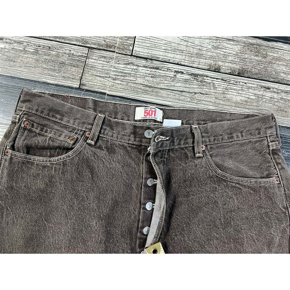 Levis 501 Jeans Mens 38/34 Denim Straight Leg‎ Button Fly  Fit Brown Pants